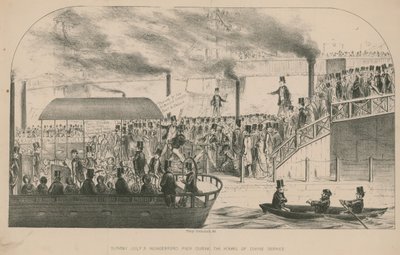 神の奉仕の時間中のハンガーフォード桟橋 作： Percy Cruikshank