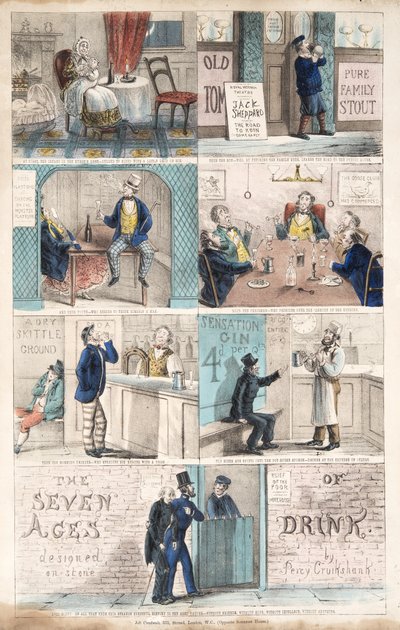 The Seven Ages of Drink, pub.c. 1872 (手彩色のエングレービング) 作： Percy Cruikshank