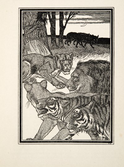 A Grateful Lioness, A Hundred Anecdotes of Animals, pub.1924年に出版されたもので、彫刻です。 作： Percy J. Billingshurst