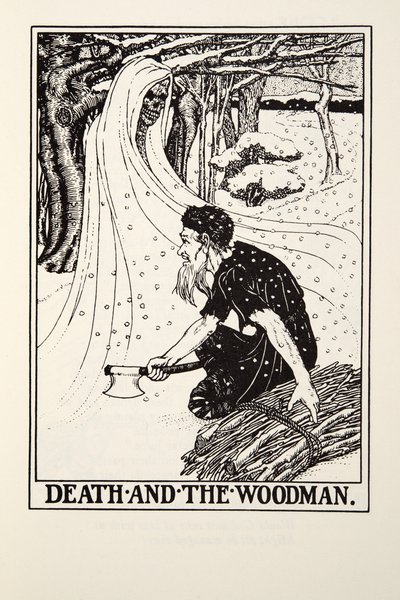 死と木こり』（フォンテーヌ寓話集より）、pub.1905年（彫刻 作： Percy J. Billingshurst