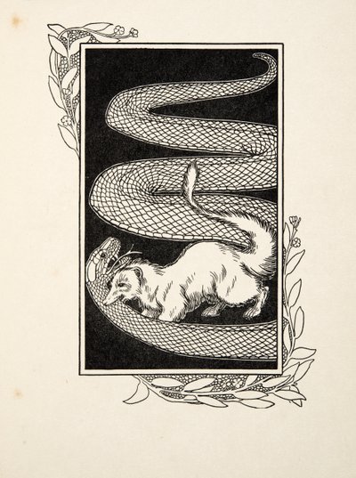 蛇の駆除、『動物の百珍』より。1924年、彫刻 作： Percy J. Billingshurst