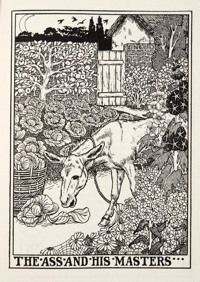 お尻と彼のマスター、フォンテーヌ寓話、パブから。 1905 作： Percy J. Billingshurst