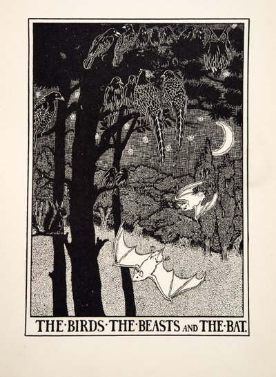 イソップ寓話集』より「鳥と獣と蝙蝠」（1903年刊）（彫刻作品 作： Percy J. Billingshurst