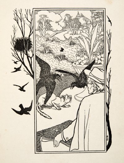 猫とカラス」（『動物百景』より）、pub.1924年（彫刻 作： Percy J. Billingshurst