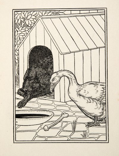 動物の百話、パブからの犬とガチョウ。 1924 作： Percy J. Billingshurst