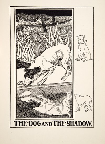 犬と影、イソップの百寓話、pub.1903 作： Percy J. Billingshurst