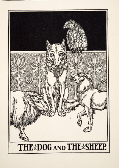 犬と羊、イソップの百話、pub.1903 作： Percy J. Billingshurst