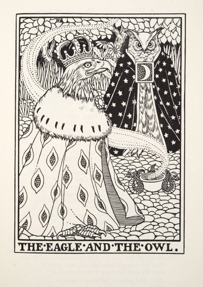 イーグルとフクロウ、フォンテーヌ寓話、パブから。 1905 作： Percy J. Billingshurst