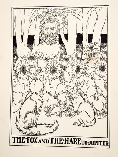 キツネと野ウサギから木星へ、イソップの百寓話、pub.1903 作： Percy J. Billingshurst