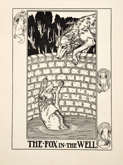 井戸の中の狐、イソップの百寓話、pub.1903 作： Percy J. Billingshurst