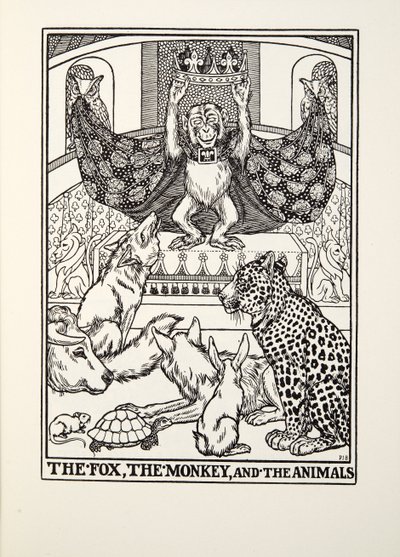 フォブネ寓話、パブからフォックス、サル、および動物。 1905 作： Percy J. Billingshurst