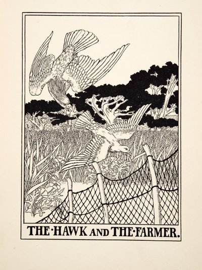イソップ寓話集』より「鷹と農夫」（1903年刊）（彫刻作品 作： Percy J. Billingshurst