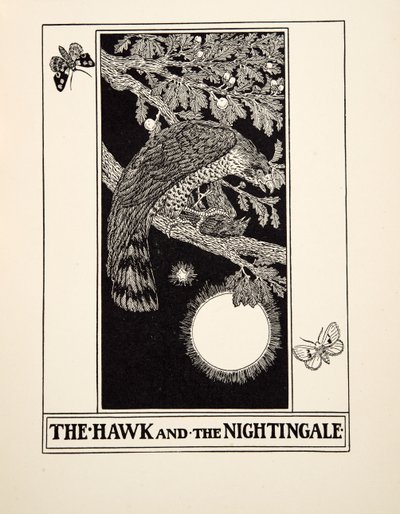 鷹とナイチンゲール、イソップの百寓話、pub.1903 作： Percy J. Billingshurst