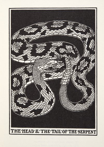 フォンテーヌ寓話集』より「蛇の頭と尻尾」。1905年（彫刻）。 作： Percy J. Billingshurst