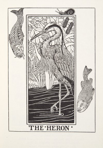 フォンテーヌ寓話集』より「鷺」。1905年（彫刻）。 作： Percy J. Billingshurst