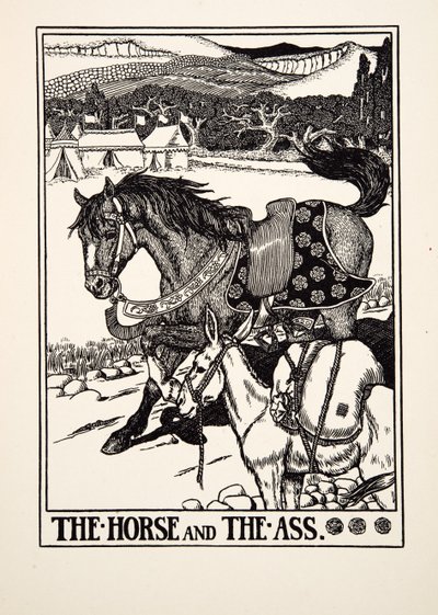 馬とお尻、イソップの百寓話、pub.1903から 作： Percy J. Billingshurst