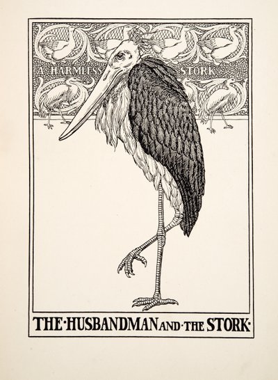 夫人とコウノトリ、イソップの百寓話、pub.1903 作： Percy J. Billingshurst