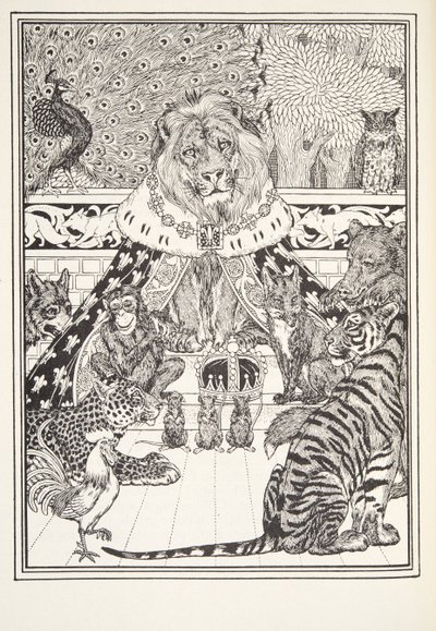 ライオンと彼のアソシエイト、Frontispiece、Fontaine Fables、パブ。 1905 作： Percy J. Billingshurst