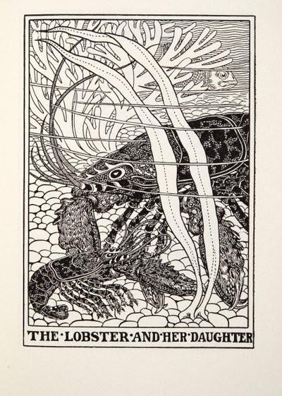 ロブスターと彼女の娘、フォンテーヌ寓話、パブ。 1905 作： Percy J. Billingshurst