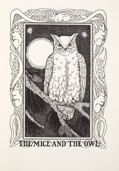 フォンテーヌ寓話、パブからのマウスとフクロウ。 1905 作： Percy J. Billingshurst