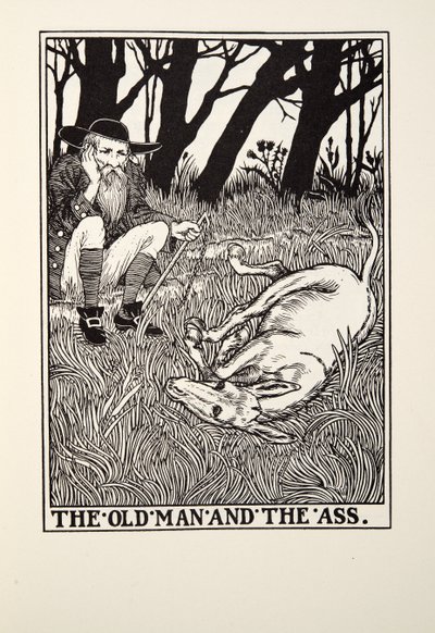 老人とお尻、フォンテーヌ寓話、パブから。 1905 作： Percy J. Billingshurst