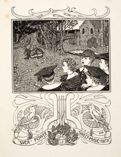 音楽の力」（『動物の逸話百選』より）。1924年（彫刻 作： Percy J. Billingshurst