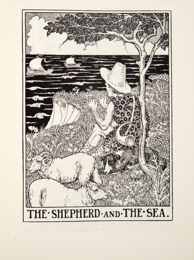 羊飼いと海、フォンテーヌ寓話、パブから。 1905 作： Percy J. Billingshurst