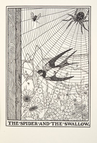 スパイダーとツバメ、フォンテーヌ寓話、パブから。 1905 作： Percy J. Billingshurst
