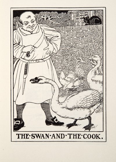 フォンテーヌ寓話、パブからの白鳥とクック。 1905 作： Percy J. Billingshurst