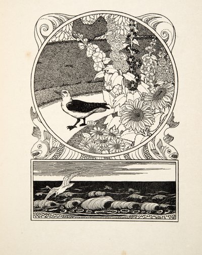飼いならされたカモメ（『動物百景』より）。1924年に出版されたもので、彫刻です。 作： Percy J. Billingshurst