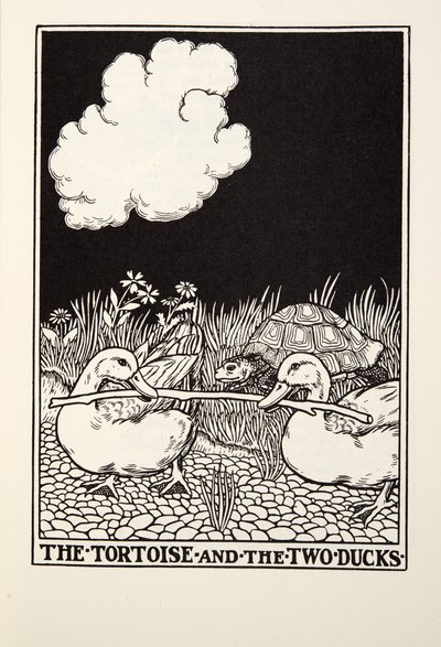 フォンテーヌ寓話、パブからの亀と2羽のカモ。 1905 作： Percy J. Billingshurst
