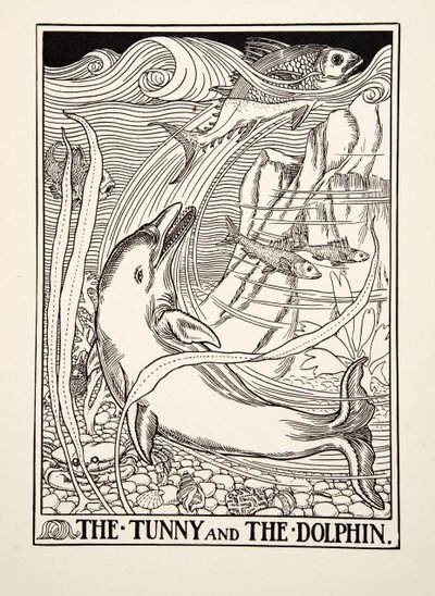 タニーとイルカ、イソップの百寓話、pub.1903 作： Percy J. Billingshurst