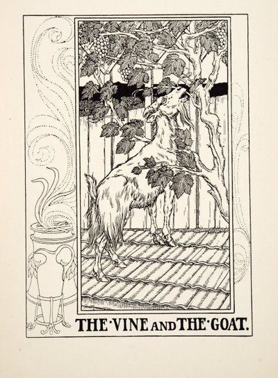 つると山羊、イソップの百寓話、pub.1903 作： Percy J. Billingshurst