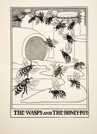 ハチとハニーポット、イソップの百寓話、pub.1903 作： Percy J. Billingshurst