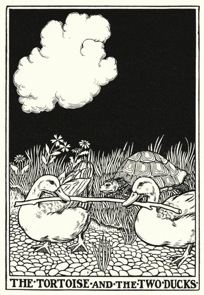 ラ・フォンテーヌの寓話: 亀と二羽のアヒル (リソ) 作： Percy James Billinghurst