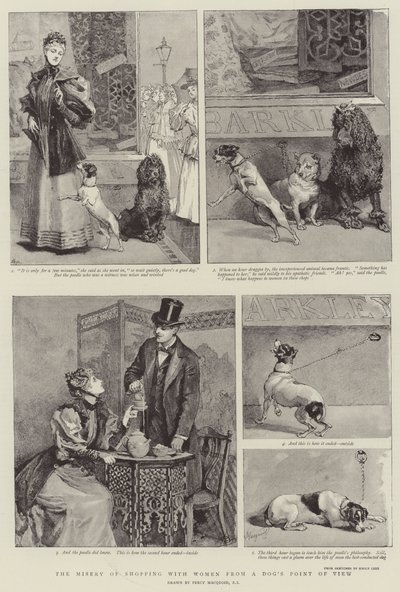 犬の視点から見た女性との買い物の悲惨さ 作： Percy Macquoid