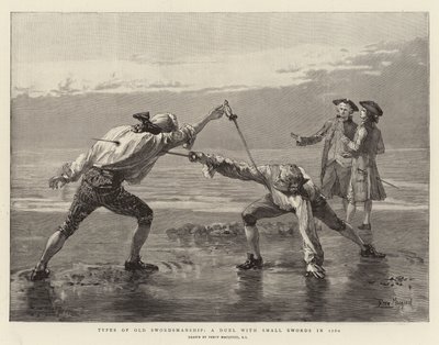 旧剣術の種類、1760年の小剣との決闘 作： Percy Macquoid