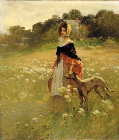 少女と犬 作： Percy Moran
