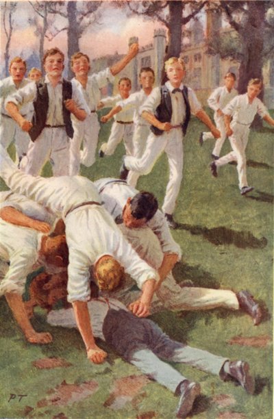 2人が一緒に突入し、ボールに身を投じる（カラーリソ） 作： Percy Tarrant