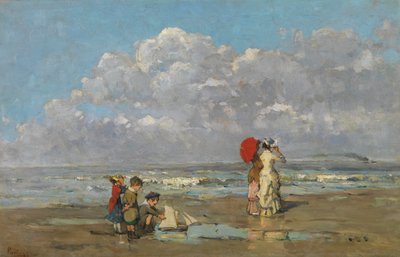 Na praia (óleo sobre tela) 作： Pericles Pantazis