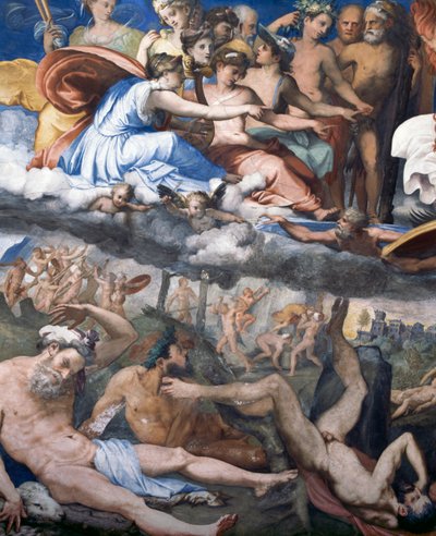巨人の落下、または反抗的な巨人に雷を落とす木星 作： Perino del Vaga