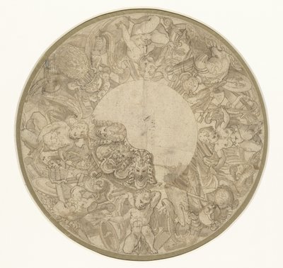 丸みのあるショーピースボウルの足のデザイン 作： Perino del Vaga (attributed to)