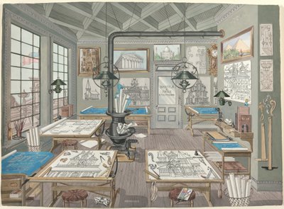 建築家の製図室、1884 年 作： Perkins Harnly