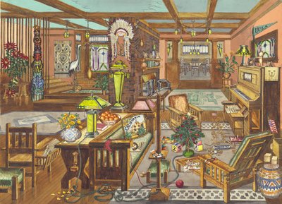 カリフォルニア ミッション スタイル インテリア、1946 年。 作： Perkins Harnly