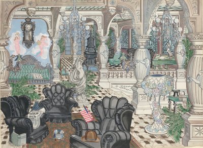ホワイエのメンズクラブ、1880-1910年、c。 1946年。 作： Perkins Harnly