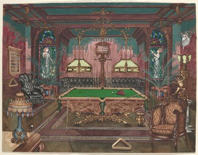 プールルーム、1890年 作： Perkins Harnly
