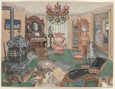 田舎の居間、1900 作： Perkins Harnly