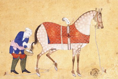 馬と花婿、1694年 作： Persian School