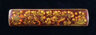 梅の花の枝にとまるフィンチを描いたカラムダン 作： Persian School