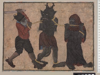 鎖の中の悪魔、1453年 作： Persian School